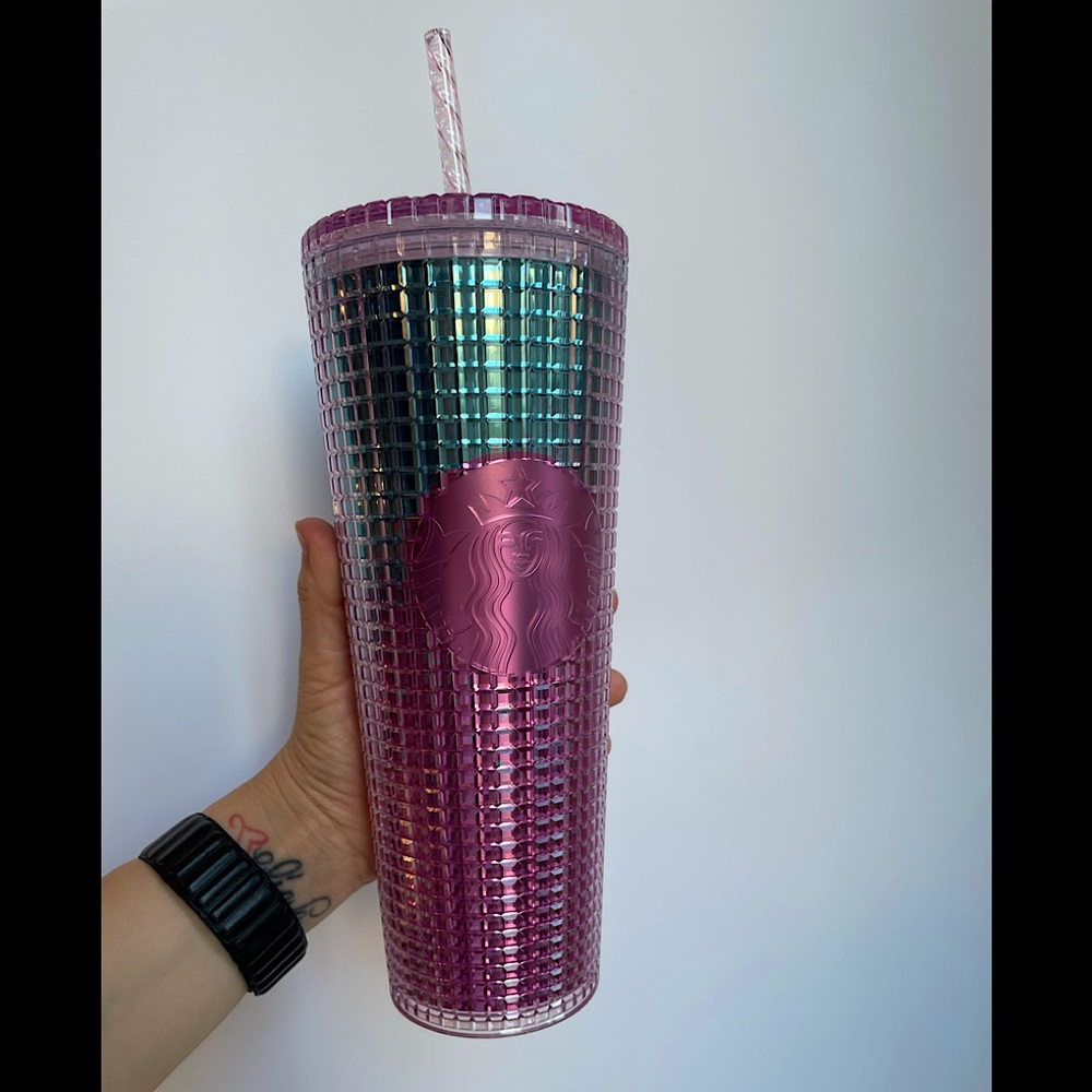 Starbucks Pink/Blue Ombré Disco Grid tumbler